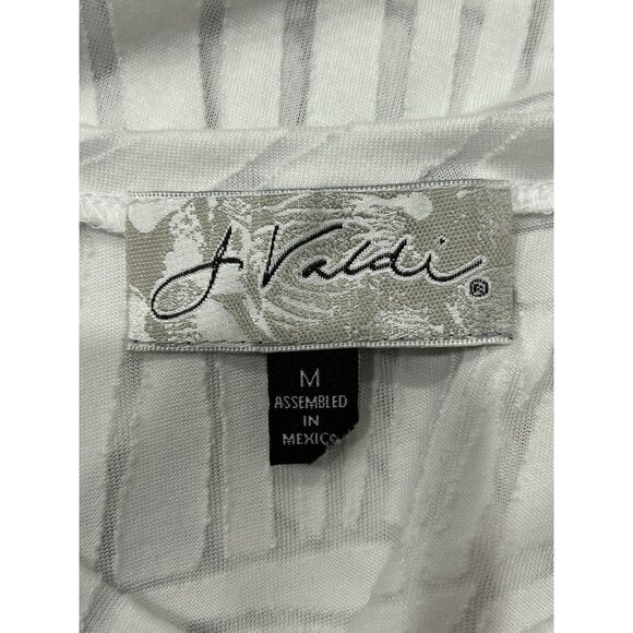 J. Valdi Womens White Leaf Pattern Tunic Top Sz Medium - Picture 5 of 9